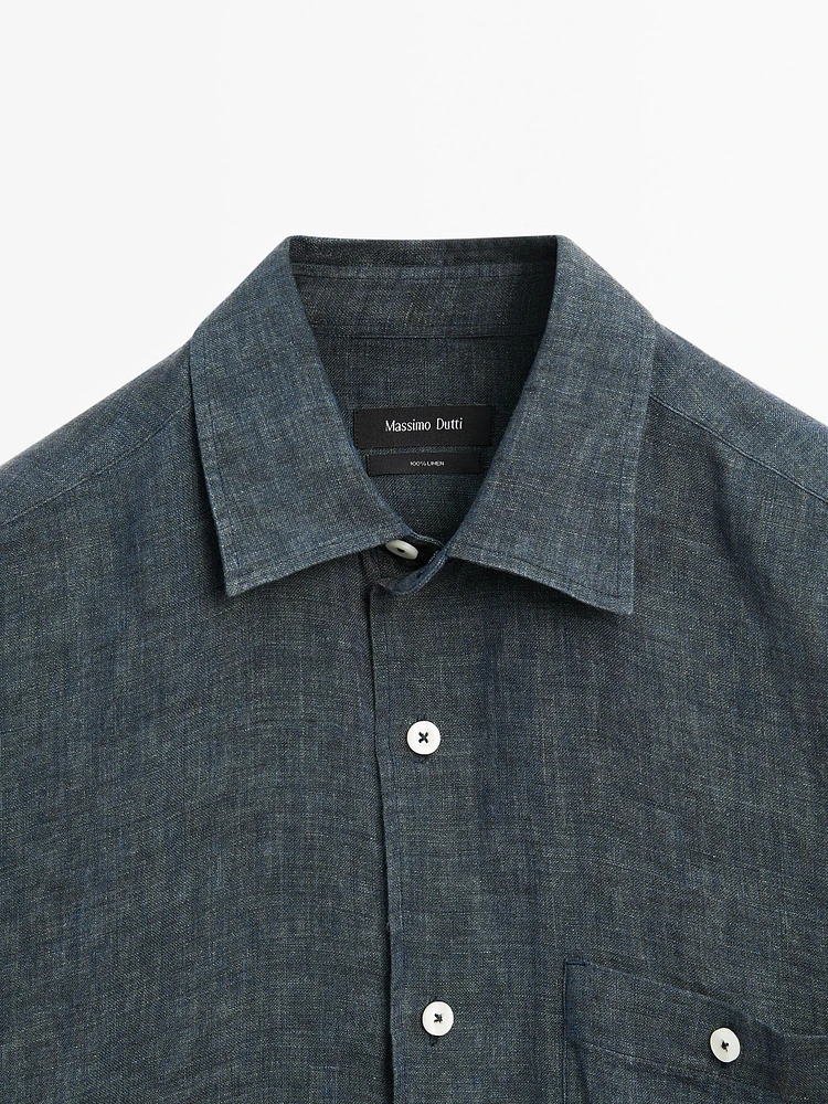 Surchemise regular fit lin délavé