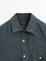 Surchemise regular fit lin délavé