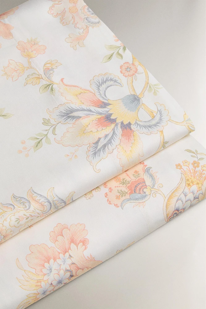 FLORAL PRINT SATEEN FLAT SHEET