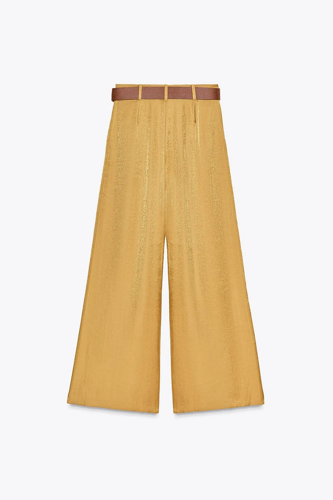 PANTALON LARGE SATINÉ CEINTURE