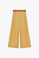 PANTALON LARGE SATINÉ CEINTURE