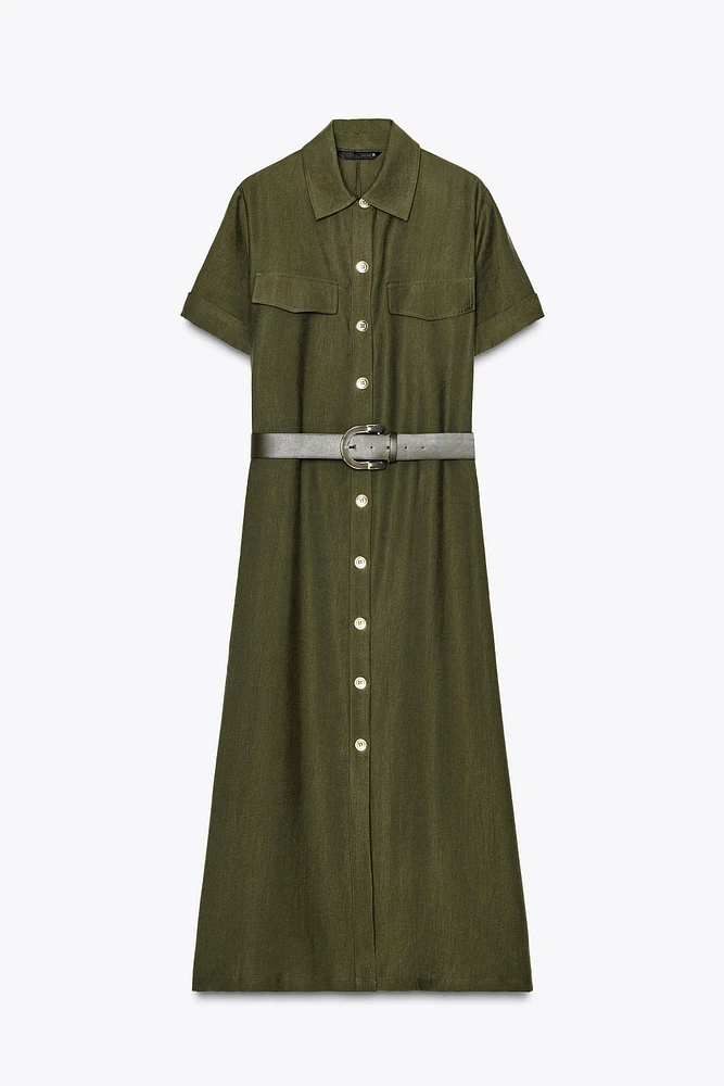 BELTED MIDI DRESS