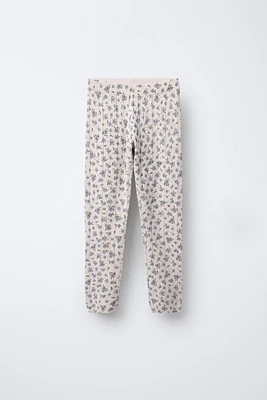 FLORAL PRINT FINE KNIT LEGGINGS