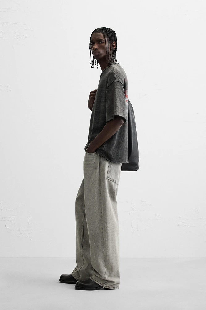 T-SHIRT DÉLAVÉ EN MAILLE IMPRIMÉE