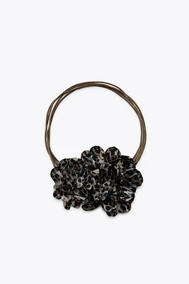 DOUBLE FLOWER ANIMAL PRINT NECKLACE