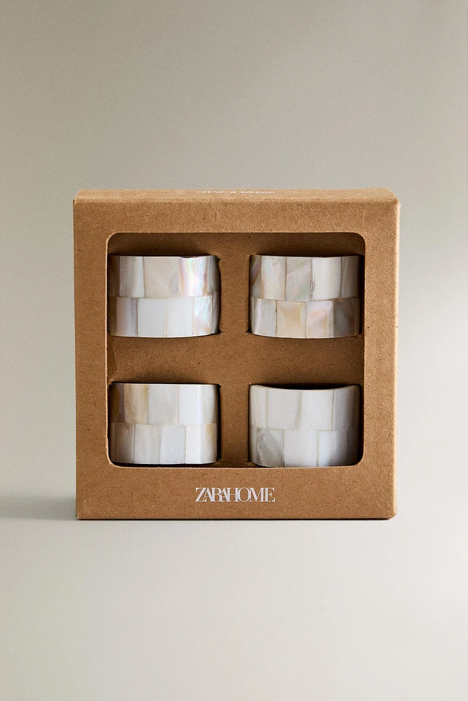 SET OF MOTHER-OF-PEARL NAPKIN RINGS (SET OF 4)