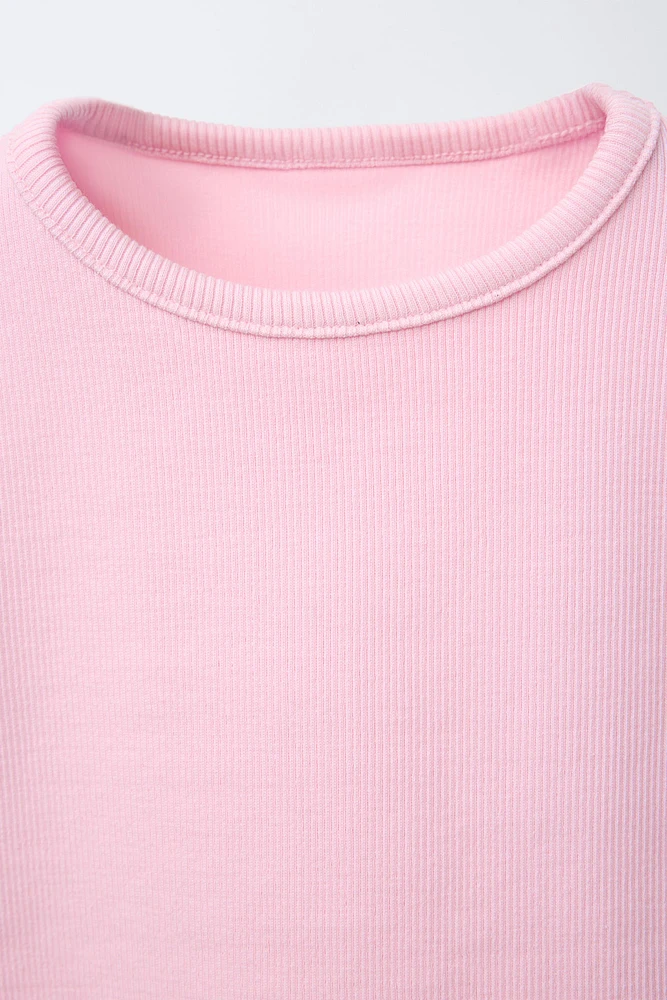LOT DE DEUX T-SHIRTS CÔTELÉS À FLEURS