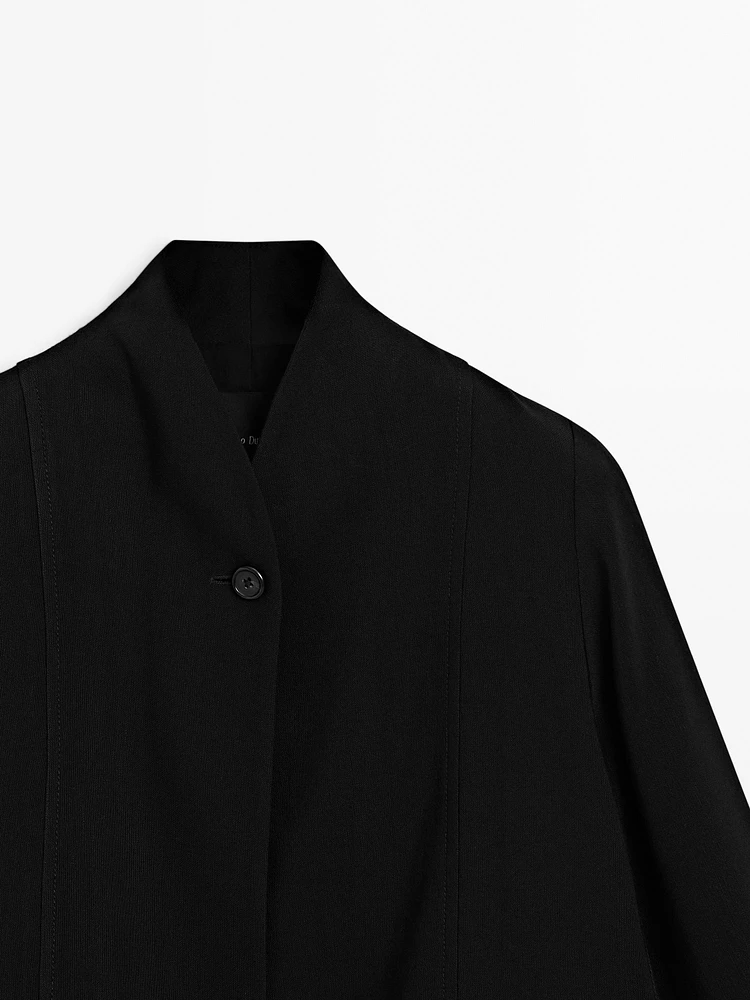 Short linen blend blazer