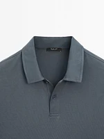 Slim fit cotton blend polo shirt