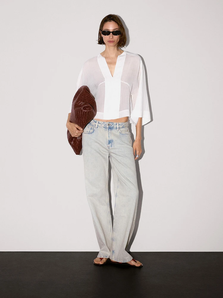Blouse fluide lin coutures apparentes