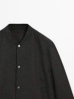 Double-layer wool blend bomber jacket