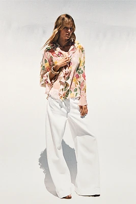 FLORAL PRINT RUFFLE SHIRT