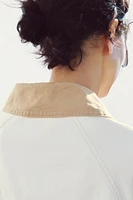 CONTRAST COLLAR WAXED JACKET