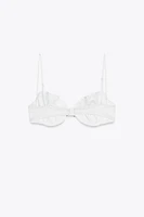 CONTRAST TIE RUFFLE BIKINI TOP