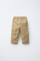 LINEN BLEND STRAIGHT PANTS