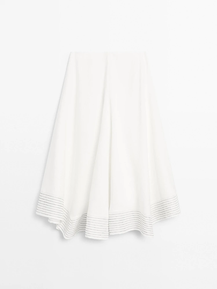 Jupe ample lin coutures fantaisie