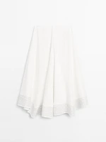 Flared linen blend skirt with seam details