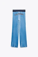 EMBROIDERED VELVET PANTS