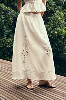 JUPE MIDI BRODERIES AJOURÉES