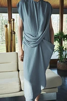 LINEN BLEND DRAPED DRESS ZW COLLECTION