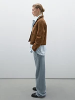 Veste avec poches en cuir effet daim