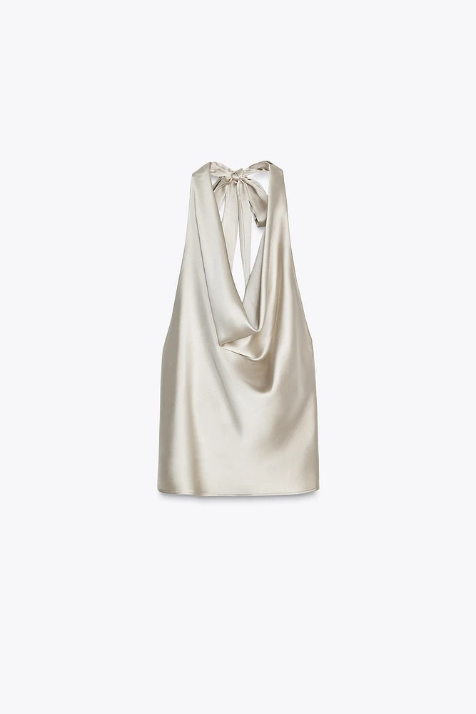 HALTER SATIN EFFECT TOP