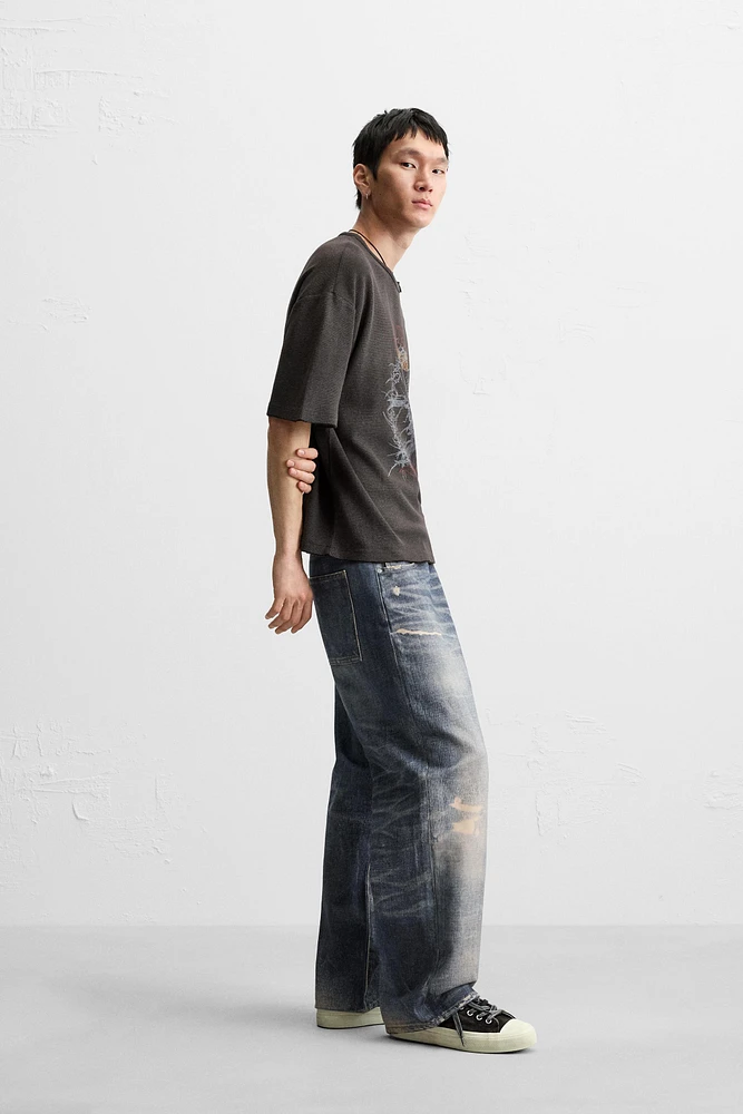 SPRAY PRINT KNIT T-SHIRT