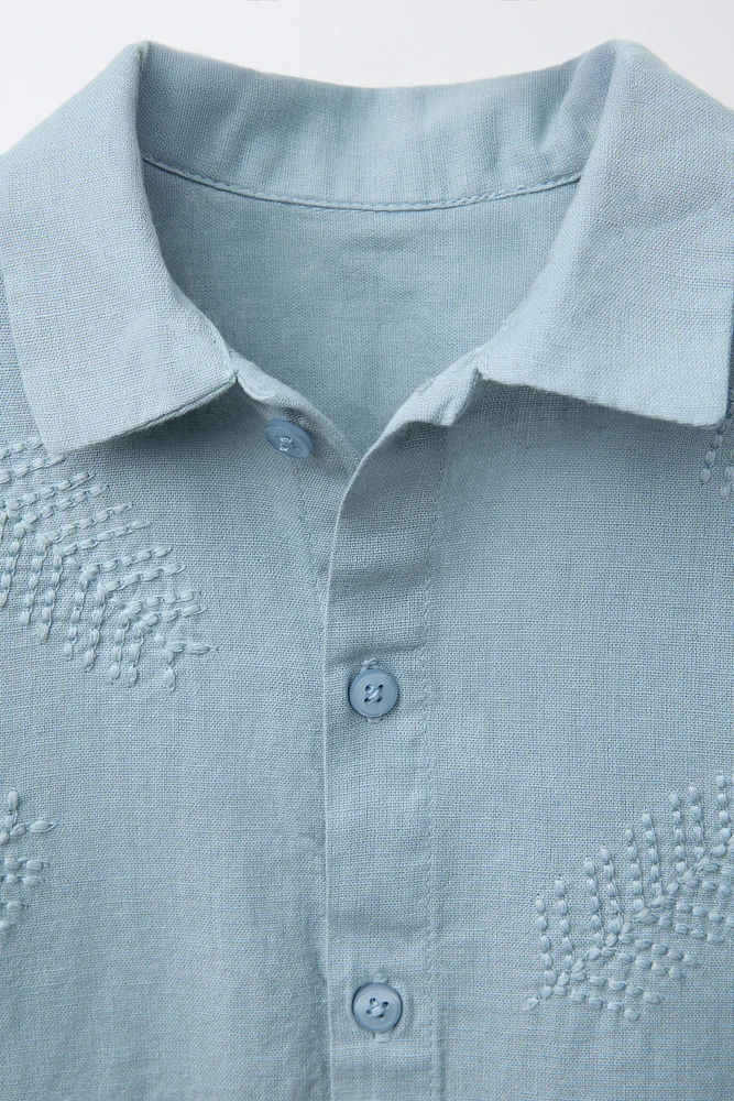 EMBROIDERED LINEN BLEND SHIRT