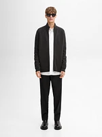 Wool blend high neck cardigan