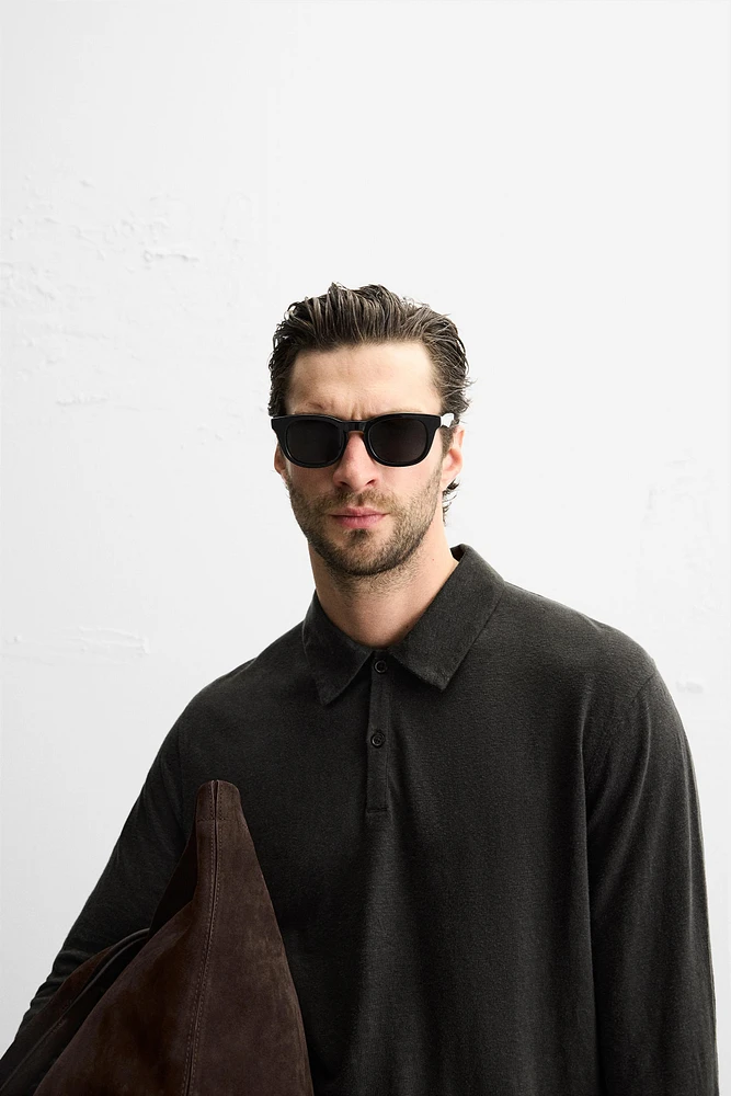 POLO REGULAR FIT EN MÉLANGE DE LIN