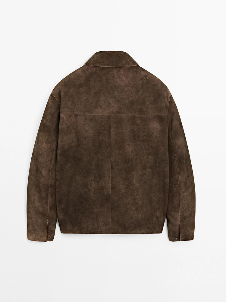 Blouson en cuir caprin finition daim