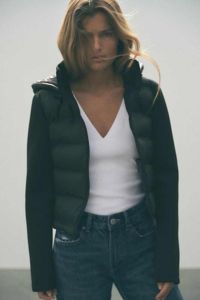 NEOPRENE EFFECT PUFFER JACKET