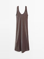 Linen blend midi dress