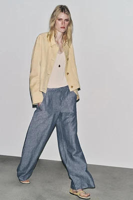 ZW COLLECTION WIDE LEG LINEN PANTS