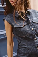 Z1975 DRAPED MINI DENIM DRESS