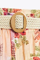 PRINTED BELTED PANTS