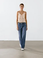 Semi-sheer lace camisole top