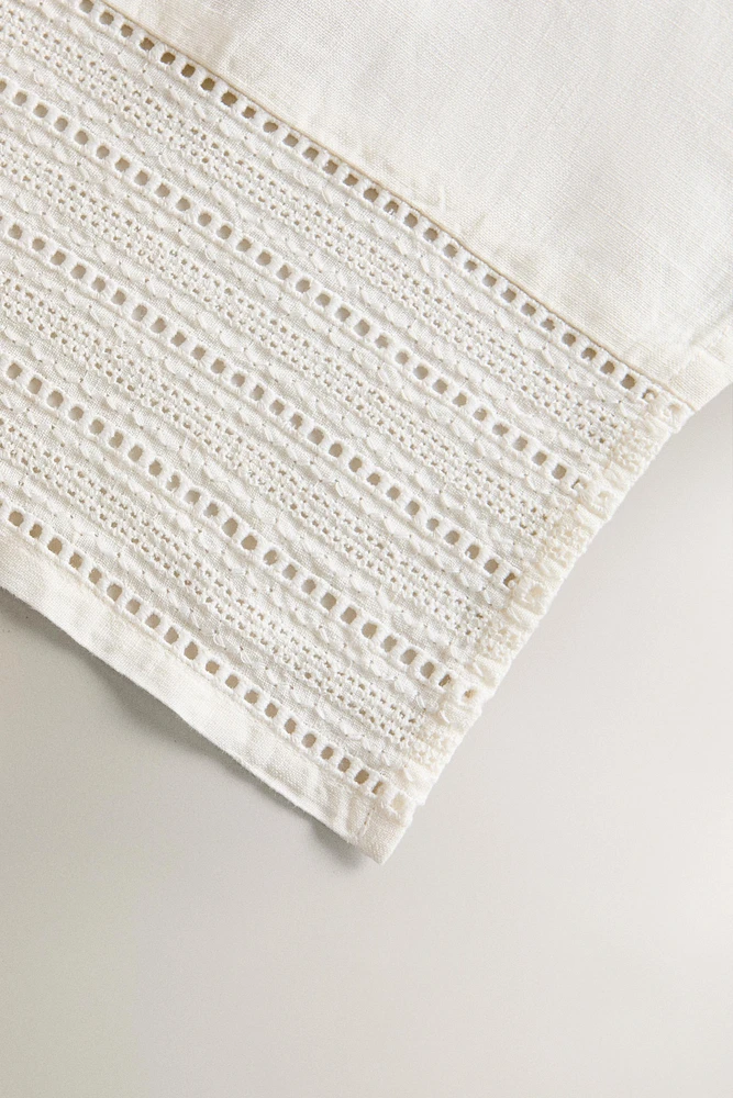 HEMSTITCHED LINEN BATH TOWEL