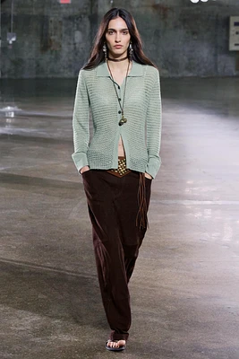 CUT-OUT KNIT POLO SWEATER