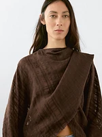 Check linen blend cape