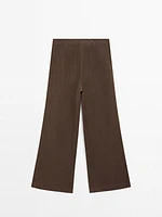 100% linen wide-leg trousers