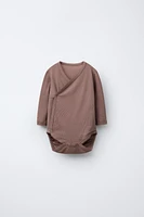 TWO-PACK BOX OF WRAP NECK MERINO WOOL BLEND BODYSUITS
