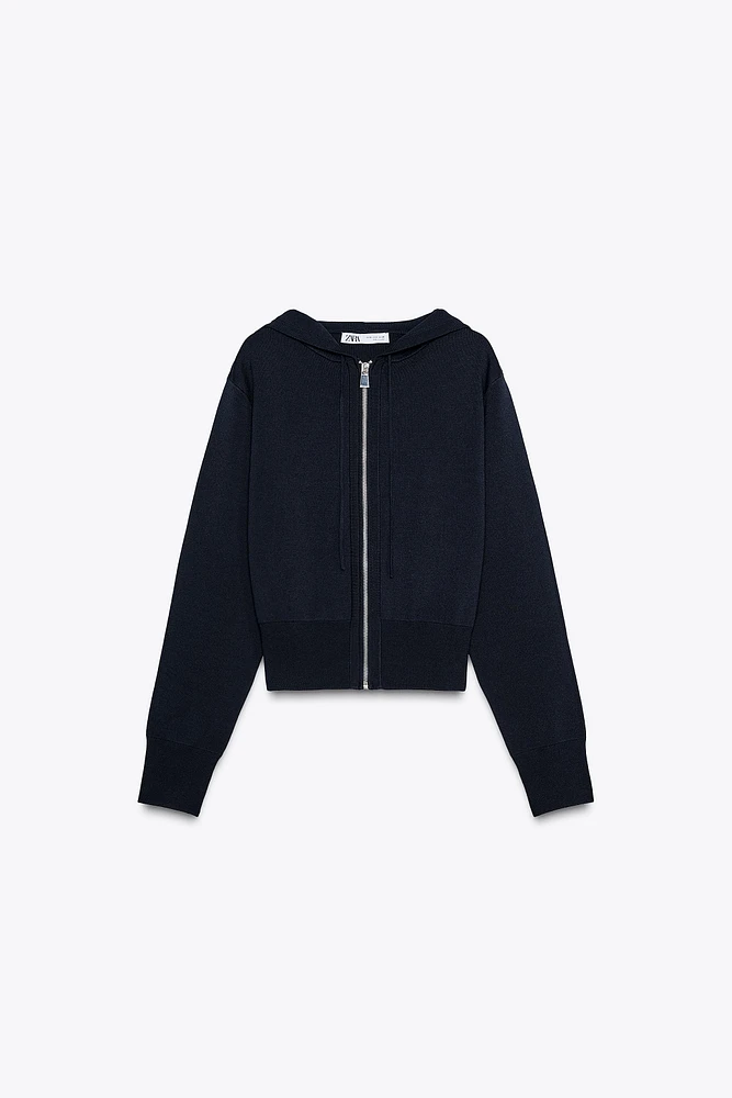 PLAIN HOODED CARDIGAN