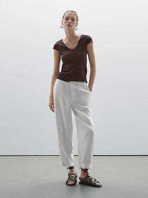 Pointelle cutwork T-shirt