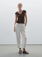 Pointelle cutwork T-shirt