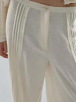 Cotton blend trousers with embroidered details