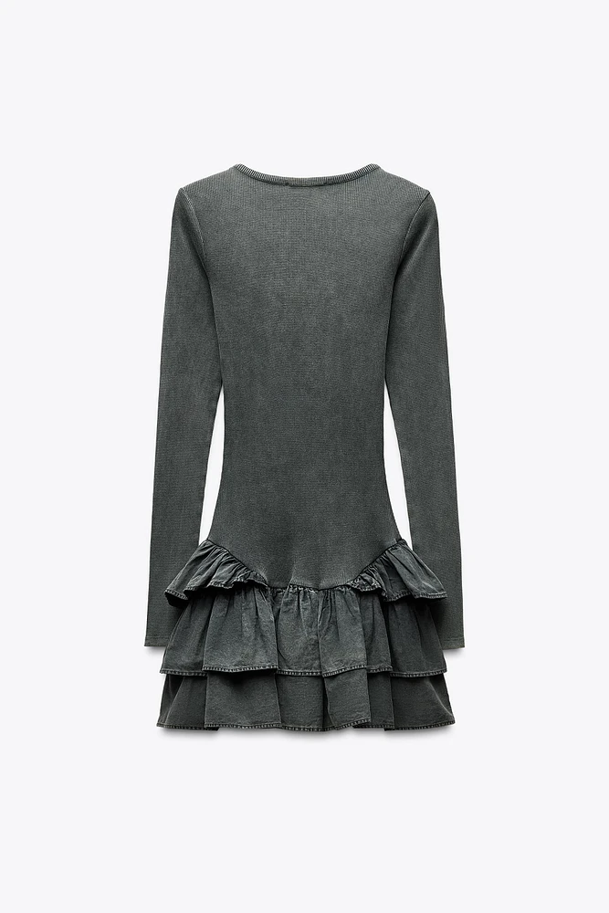ROBE À VOLANTS EFFET DÉLAVÉ