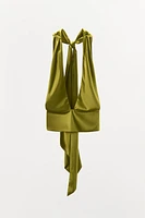 HALTER SATIN EFFECT HANDKERCHIEF TOP