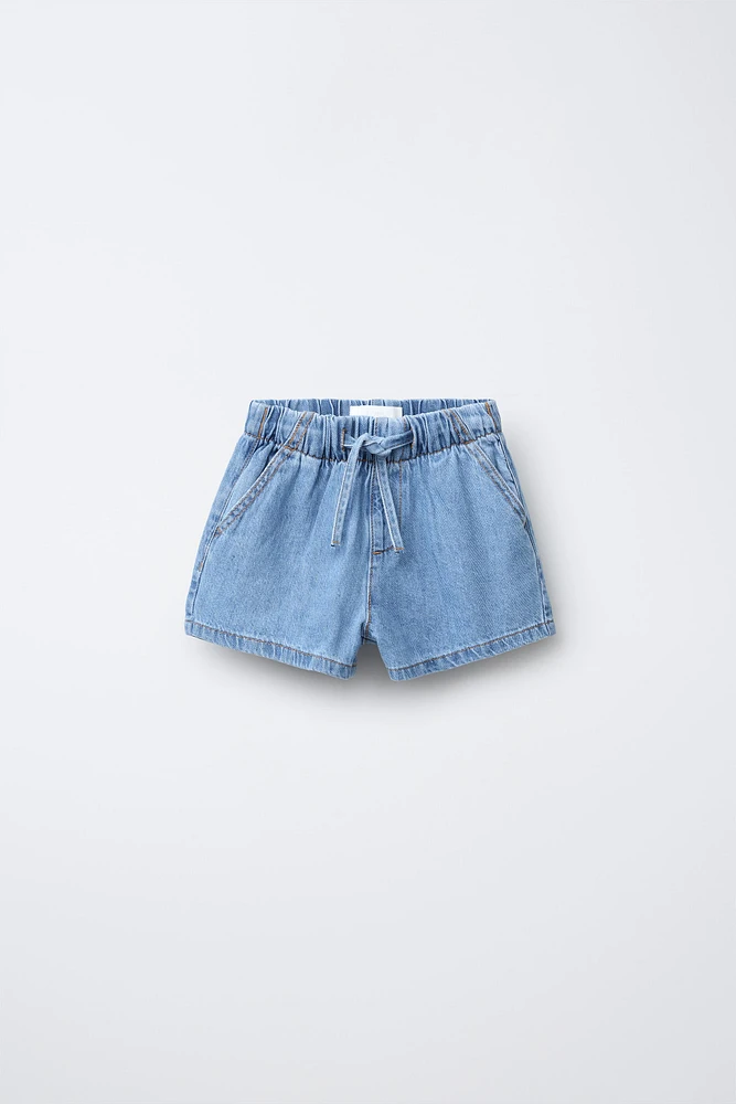 ELASTIC DENIM SHORTS