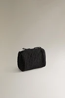WAFFLE-TEXTURE FABRIC TOILETRY BAG